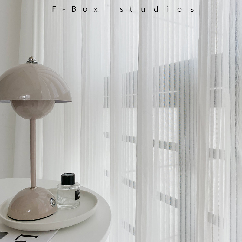 FBox窗帘透光不透人雪纺白纱客厅阳台光影纱条纹纱梦幻竖百叶纱帘
