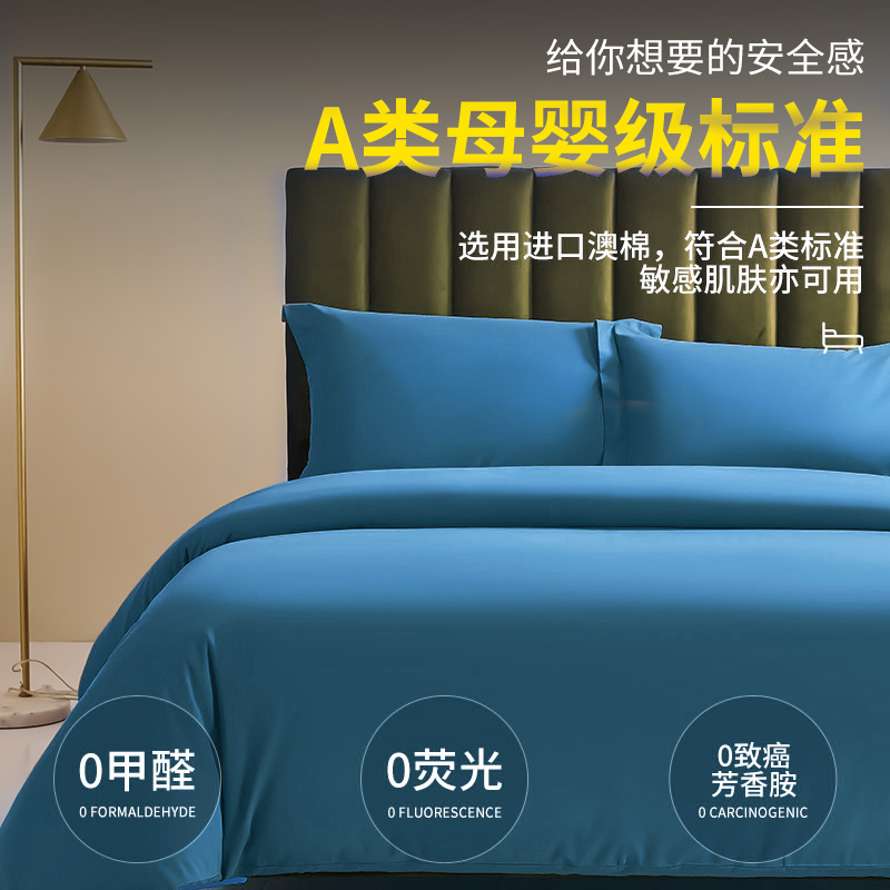 A类200支磨毛被套单件全棉单人纯色加厚保暖双人被罩三件套