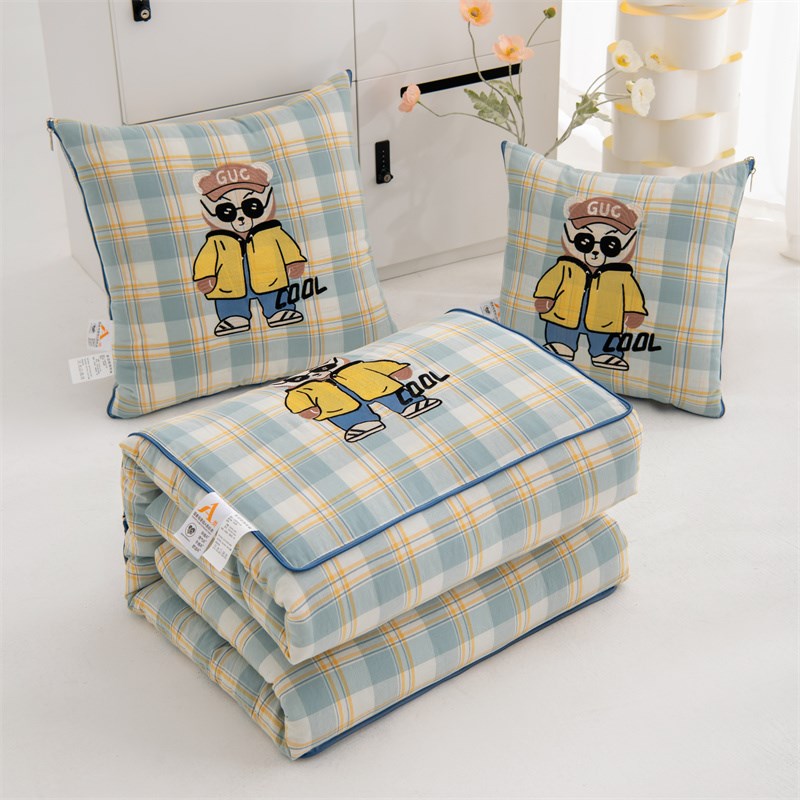 A类纯棉抱枕被子两用全棉水洗棉汽车靠枕折叠空调被多功能夏凉被