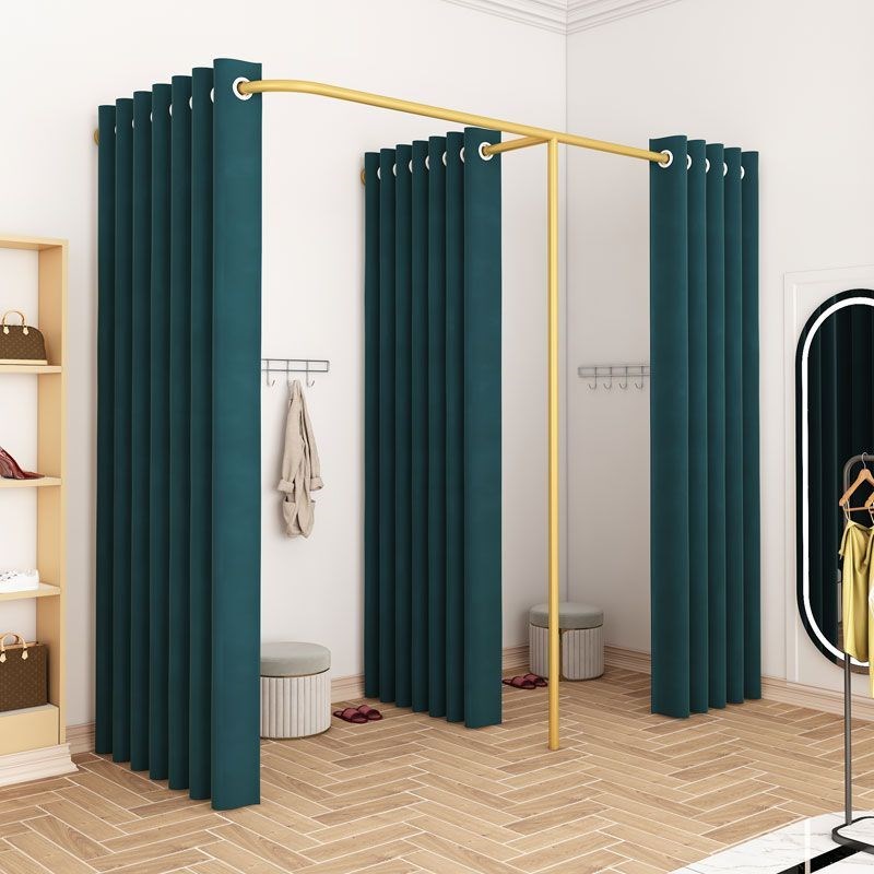 简易试衣间门帘服装店更衣室隔断轨道F型男女换衣间纳米金换衣杆