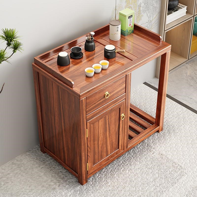 新中式实木茶水柜客厅靠墙小型泡茶可移动茶台烧壶水一体侧边茶桌