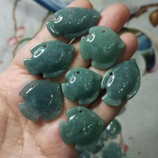 388天然翡翠吊坠危料蓝水小鱼亲嘴鱼卡25mm左右特色满48元 包邮