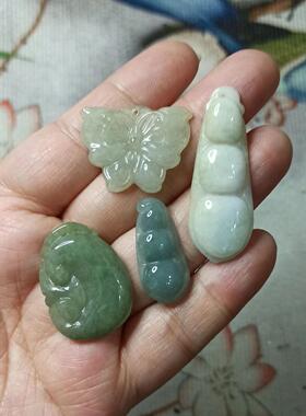 304缅甸天然翡翠吊坠杂件如意等卡30X18mm左右玉石玉牌满48元包邮