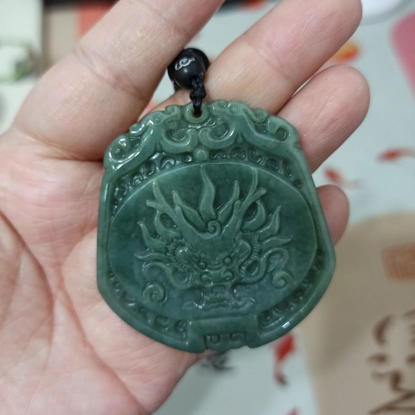 442缅甸天然翡翠吊坠油青绿底龙牌卡52x49mm左右玉佩满48元包邮