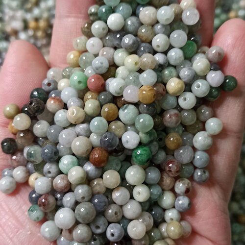 天然翡翠散珠圆珠卡5mm