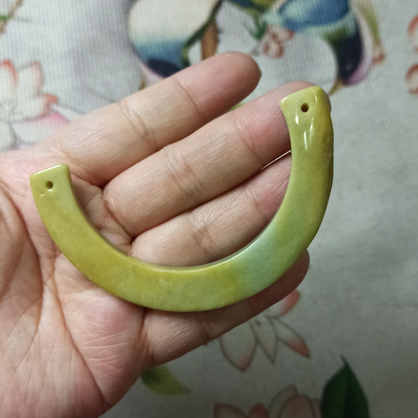 天然翡翠玉璜项链吊坠卡76mm左右