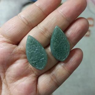 394天然翡翠吊坠孔危料蓝水回纹牌子卡27X15mm左右微棉满48元包邮