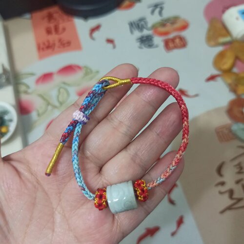 天然翡翠回纹桶珠卡13X12mm左右