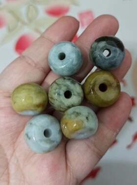 272天然翡翠桶珠路路通大鼓珠卡18X12mm左右颜色随机满48元包邮