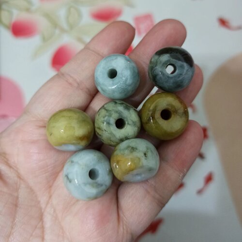 天然翡翠桶珠路路通大鼓珠