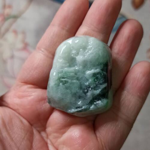 缅甸天然翡翠吊坠飘花山水牌
