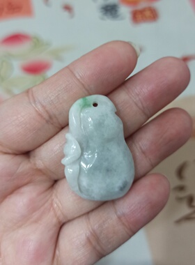 天然翡翠吊坠雕刻件手把件