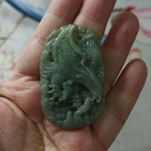 380缅甸天然翡翠吊坠老鹰牌大鸿展翅卡53X33mm左右瑕疵满48元包邮