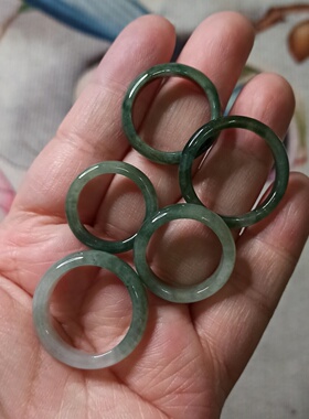 255缅甸天然翡翠吊坠飘花戒圈戒指圈口卡15-20mm左右满48元包邮