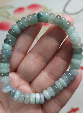 缅甸天然翡翠算盘珠手串