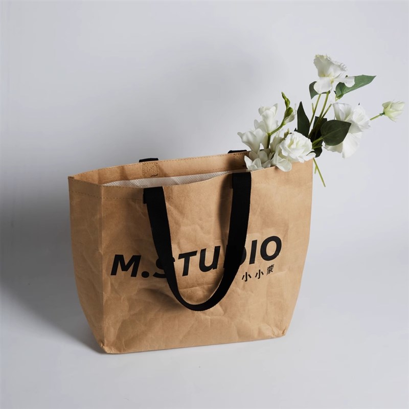 复古文艺手提编织袋定制超大号A褶皱牛皮购物手提服装做旧纸袋定