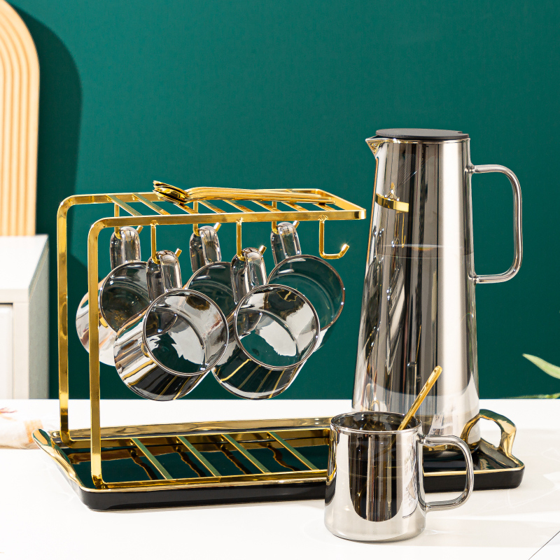 轻奢茶具水壶水杯套装现代家x用客厅玻璃高档茶杯水具创意北欧杯