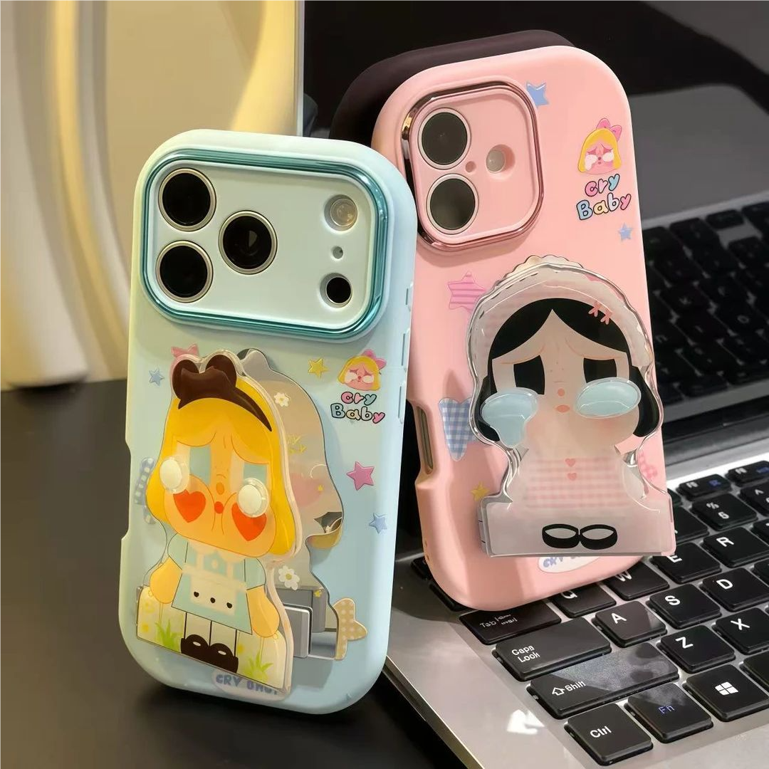 适用苹果17卡通哭娃支架手机壳