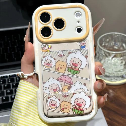 可爱卡通小羊支架手机壳
