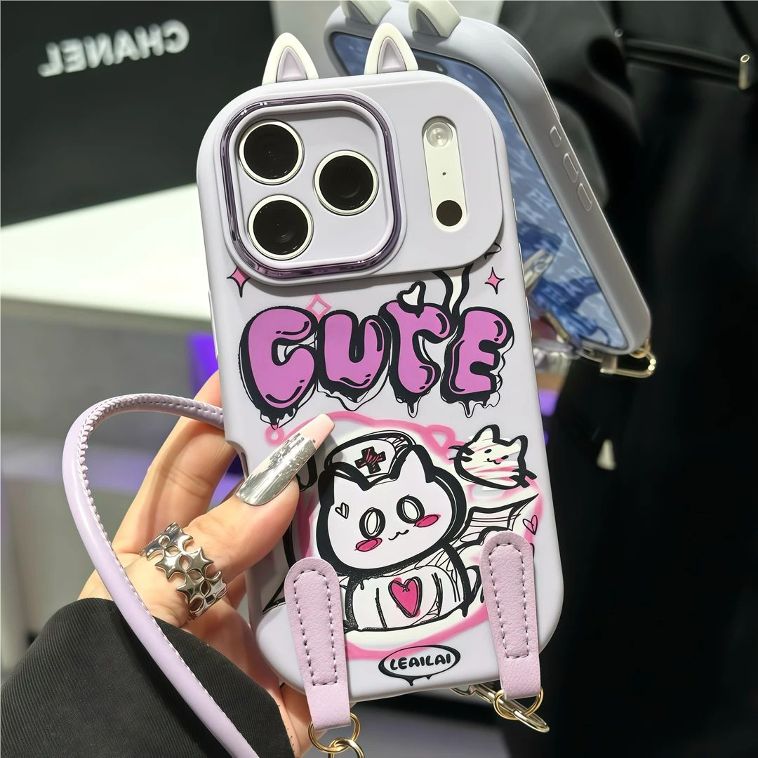 苹果17/16幽灵小猫挂绳手机壳