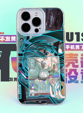 二次元CD初音未来手机壳适用iPhone16/15promax小众苹果14plus极光13pro防摔12个性11动漫镭射保护套xr软壳