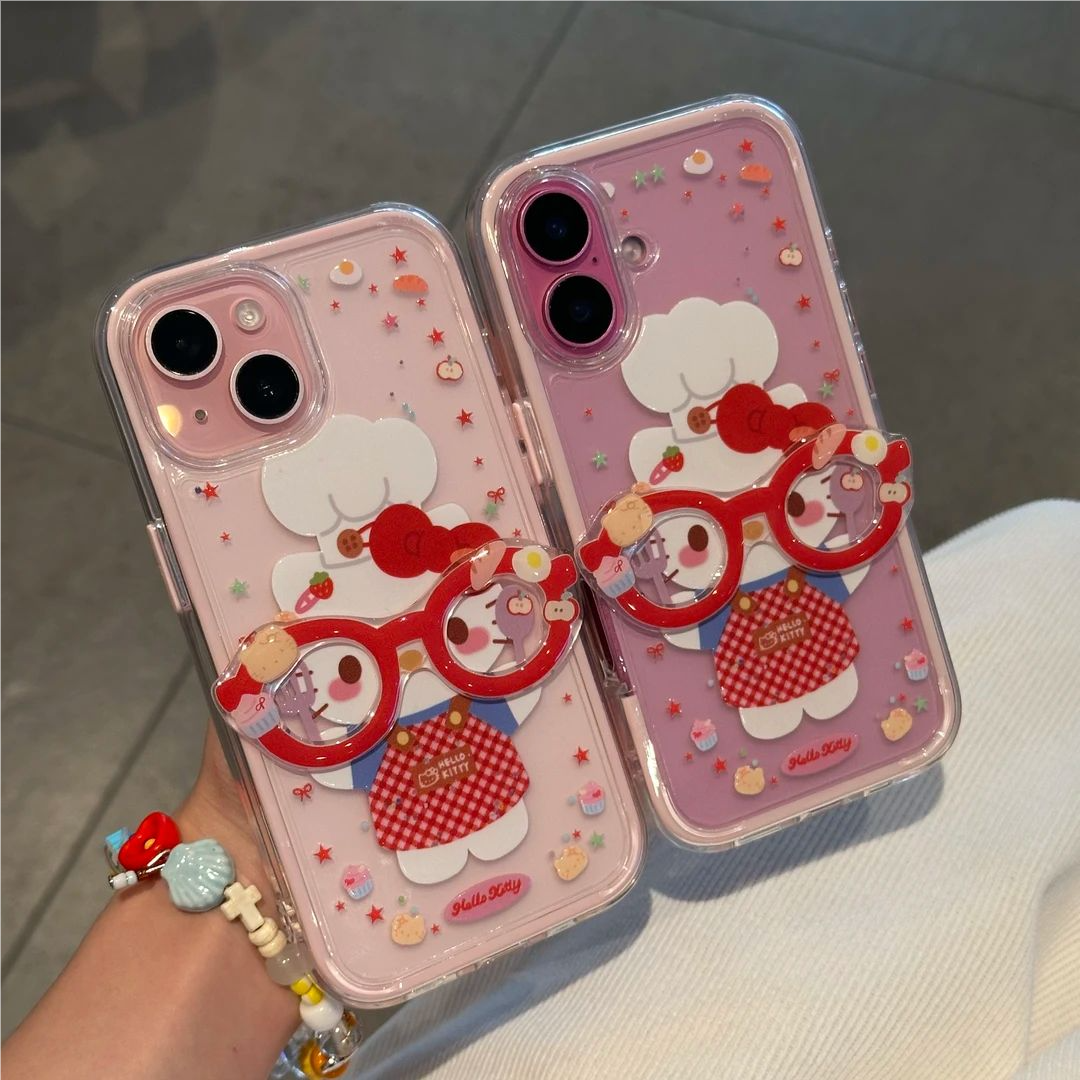 iPhone16围裙眼镜kitty猫手机壳
