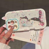ins风泼墨猫咪手机壳适用iPhon17 16promax可爱小米17pro小众华为pura80卡通mate80软壳红米K90女findx9简约