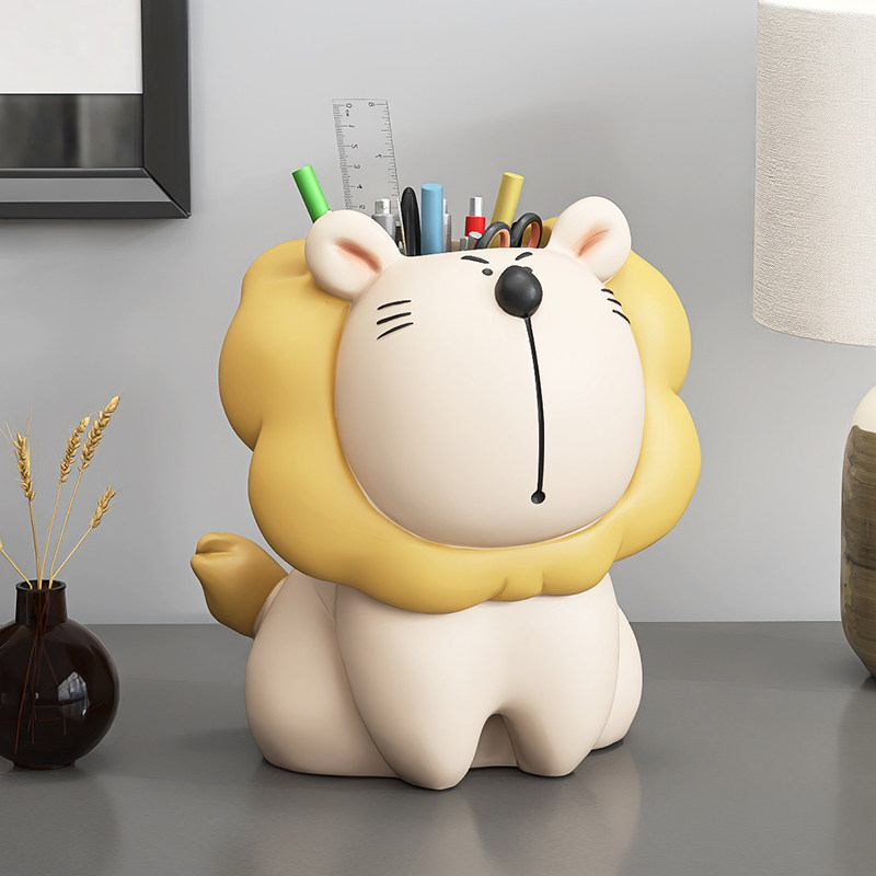 可爱狮子笔筒摆件办公桌桌面家居饰品化妆刷眉笔收纳桶生日礼物,家居饰品,装饰摆件,淘宝优惠券,粉丝福利购,淘宝优惠卷