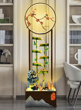 新中式客厅流水喷泉摆件电视柜旁循环水玄关装饰开业乔迁送礼