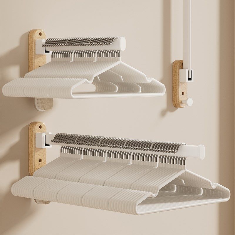 原木风折叠晾衣架免打孔实木毛巾挂杆收纳神器卫生间折叠架凉衣杆,收纳整理,塑料衣架,淘宝优惠券,粉丝福利购,淘宝优惠卷