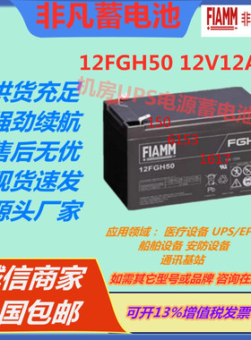 FIAMM非凡蓄电池12FGH50 12V12AHUPS/EPS直流屏机房通讯消防医疗