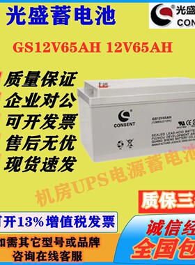 光盛蓄电池GS12V65AH 12V65AH应急照明消防机房UPS直流屏通信基站