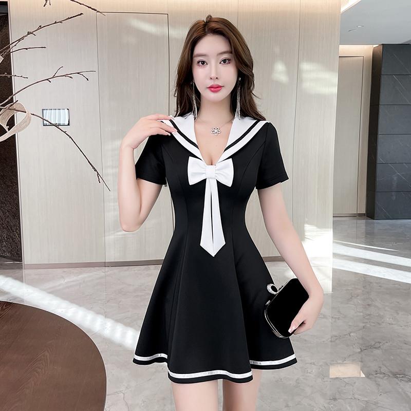 正货院工作服女性感连衣裙海军领减龄遮肚子按摩足浴技师工作