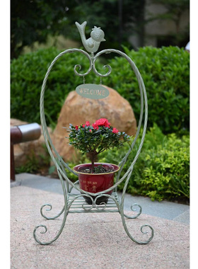 美式乡村复古铁艺田园小鸟花架 室内户外阳台花园庭院装饰花托