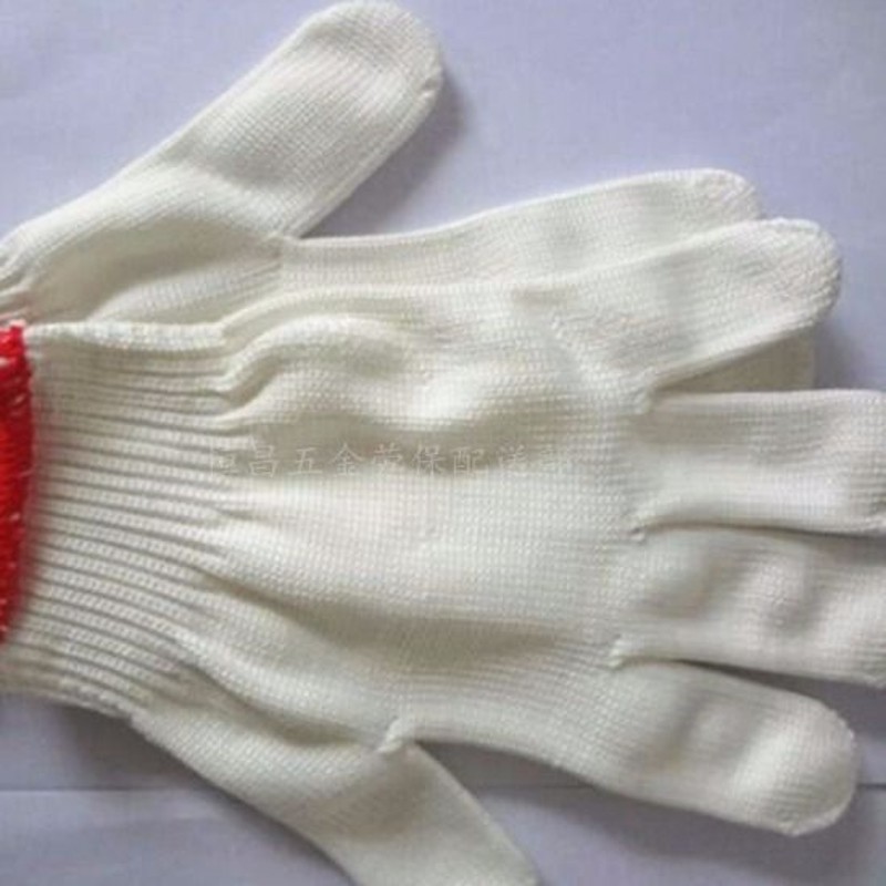 尼龙手套 丝线手套 加厚白丝尼绒手套 耐磨劳保印字棉线手套 包邮