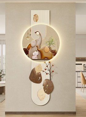 新款led灯发光入户玄关挂画走廊尽头装饰画电视背景墙新中式壁画