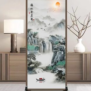 定制屏风隔断客厅山水画入户遮挡办公餐厅室隔断移动简约现代座屏