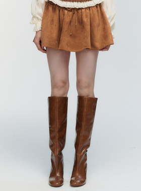 ORA GENESIS2025年冬季新品时尚仿麂皮绳绣半裙