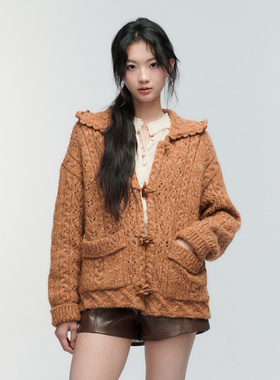 ORA GENESIS2025年冬季新品时尚绞花针织开衫