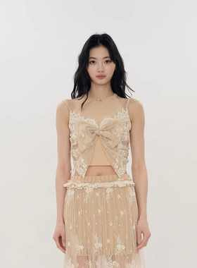 【ive liz、姜智英同款】ORA GENESIS 25秋蕾丝拼接针织背心上衣