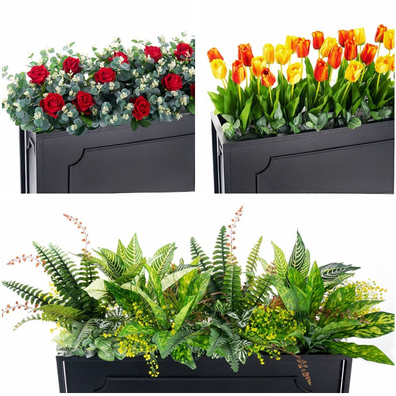户外绿植仿生植物摆设室外栅栏装饰塑料花花槽花箱假花草盆栽