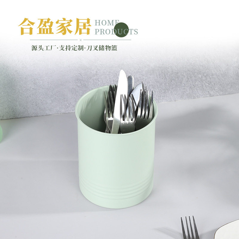 刀叉桶筒置物架餐具架批发 家用厨房沥水筷子加厚铁艺刀叉收纳桶
