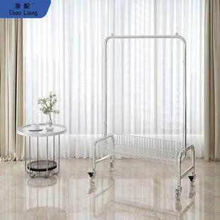 #落地可移动挂衣架多功能收纳架子服装店展示架网红卧室带篮包邮