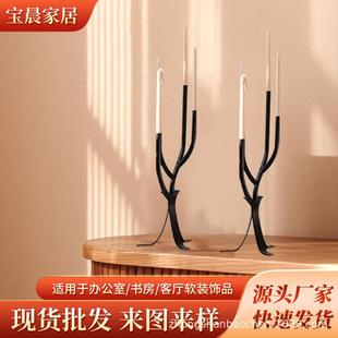 中式金属五头烛台摆件浪漫餐桌装饰摆件烛光晚餐铁艺蜡烛架