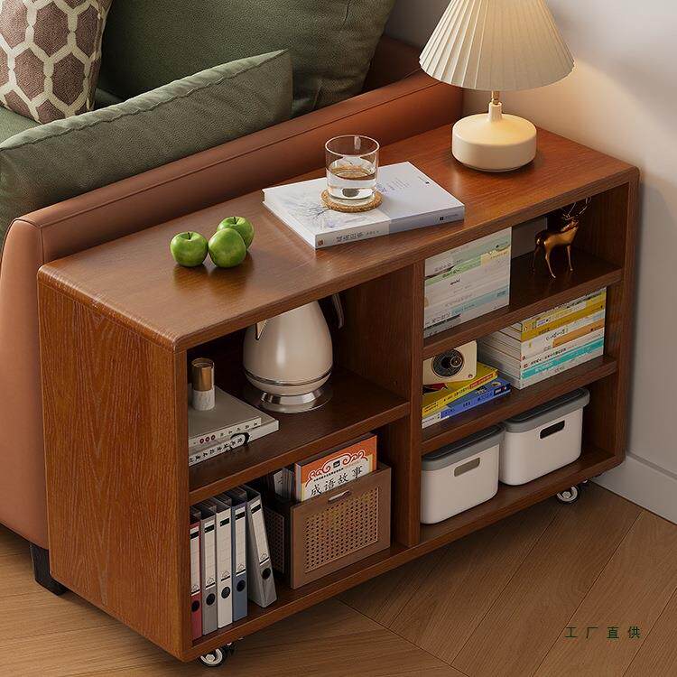 实木沙发侧边几窄柜小户型客厅可移动边柜角几带轮茶几收纳置物柜