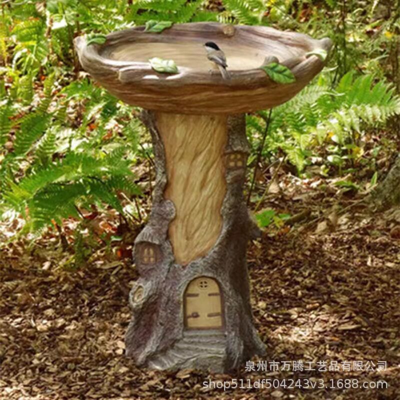 树脂小鸟喂食器户外花园工艺品摆件园林装饰品庭院喂鸟器田园动物