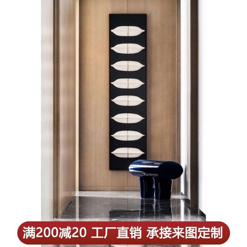 简约现代玄关装饰画抽象木头壁画走廊过道挂画竖版轻奢立体浮雕画图片