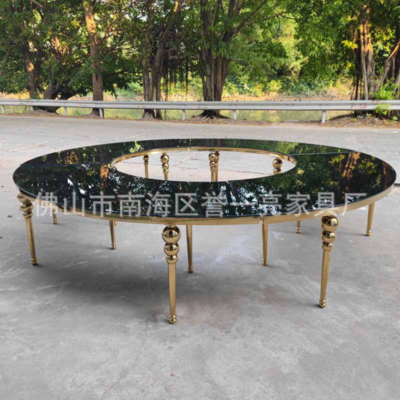 户外婚庆大型不锈钢S形餐桌