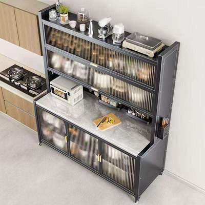 厨房置物架餐边储物落地多层微波炉多功能收纳碗柜橱柜子实木儿童