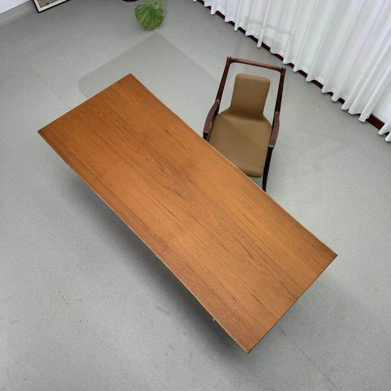 柚木实木大板整板茶桌椅组合新中式岛台餐桌客厅化大长桌